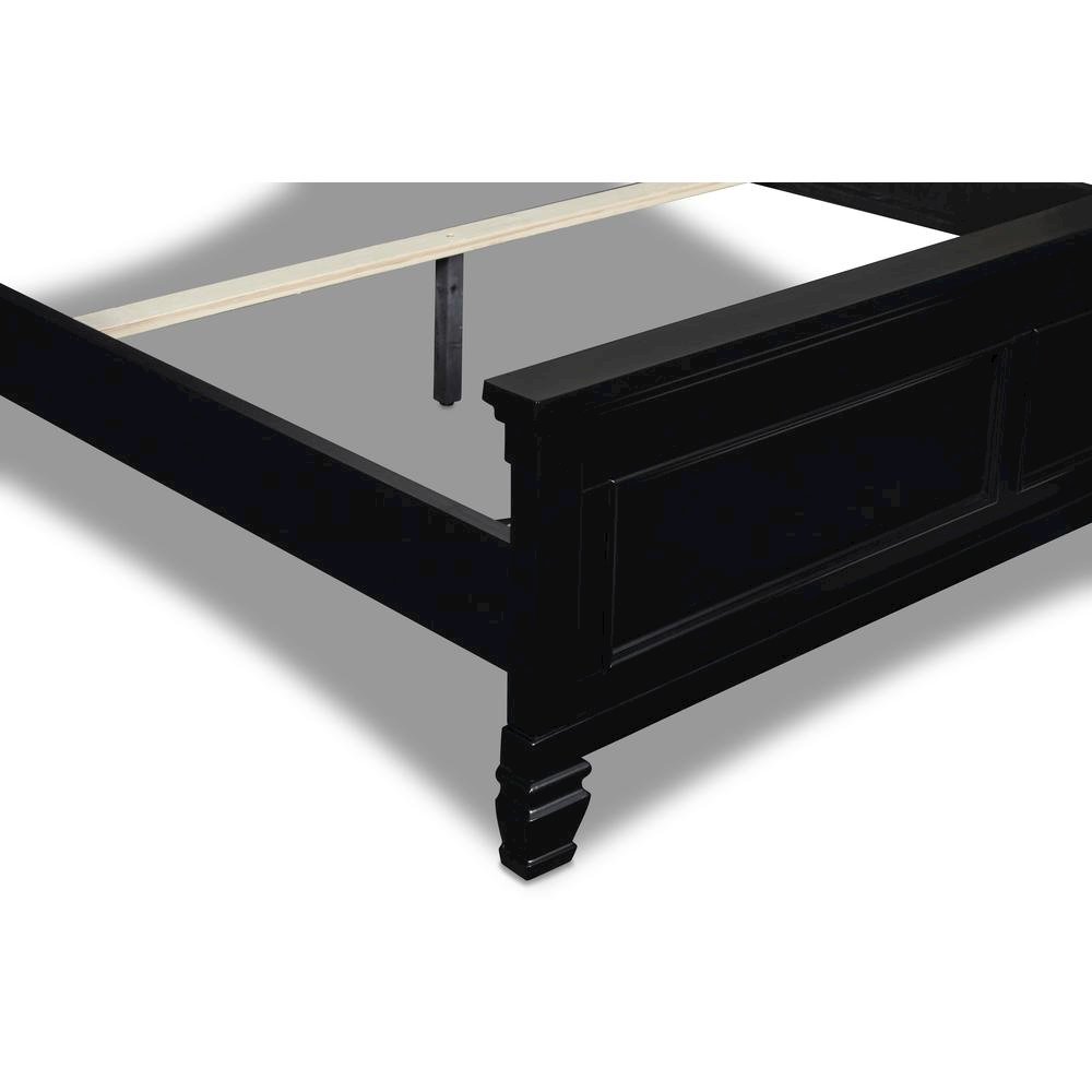 Black Wood Bed Frame, Modern Farmhouse Twin Bed with Paneled Headboard