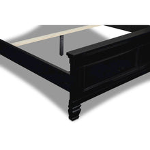 Black Wood Bed Frame, Modern Farmhouse Twin Bed with Paneled Headboard