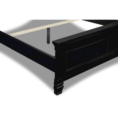 Black Wood Bed Frame, Modern Farmhouse Twin Bed with Paneled Headboard