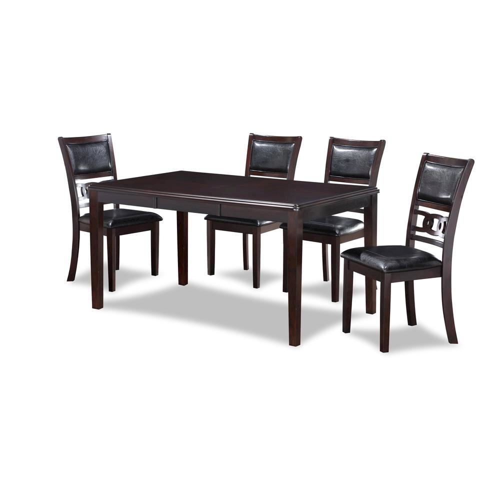 Brown Rectangular Dining Table Set for 4, Kitchen Table Chairs Set of 4
