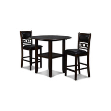 Dark Brown 3 Piece Drop Leaf Table and 2 Chairs, Small Round Dining Table Set