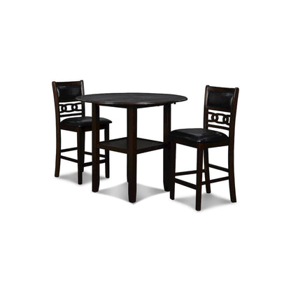 Dark Brown 3 Piece Drop Leaf Table and 2 Chairs, Small Round Dining Table Set