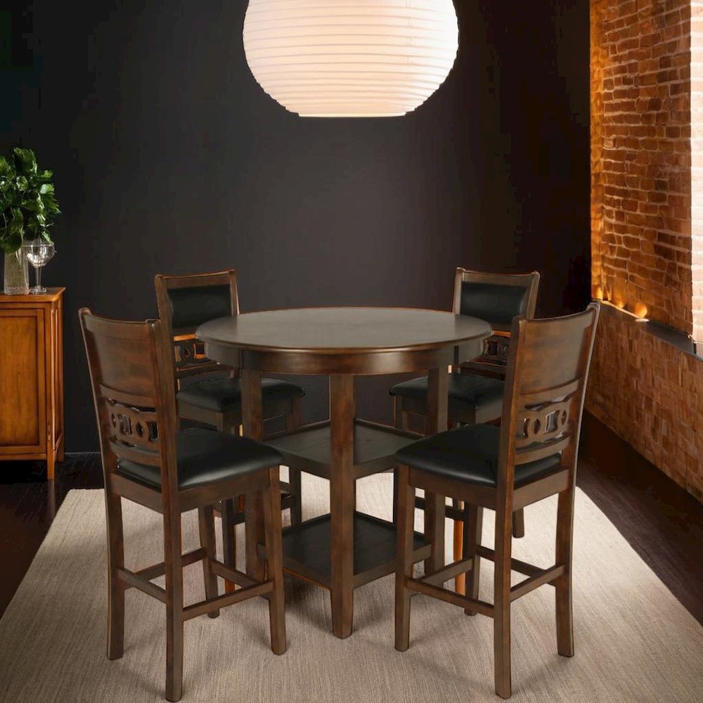 Brown 5-Piece Transitional Wood Dining Set for Elegant Dining Spaces