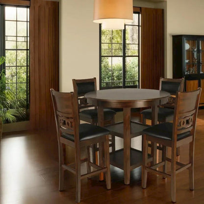 Brown 5-Piece Transitional Wood Dining Set for Elegant Dining Spaces