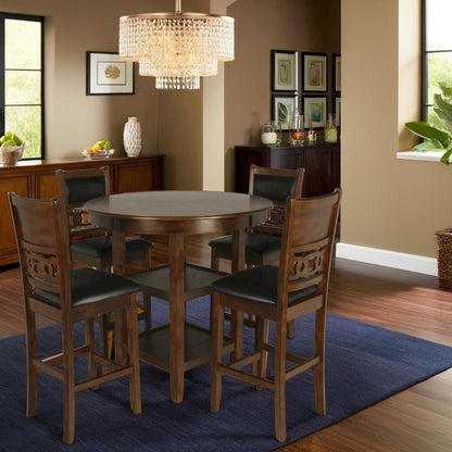 Brown 5-Piece Transitional Wood Dining Set for Elegant Dining Spaces