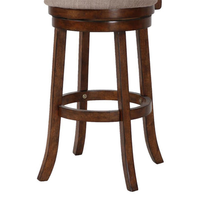 Rustic Farmhouse Dark Brown Swivel Wood Bar Stool With Comfortable Back