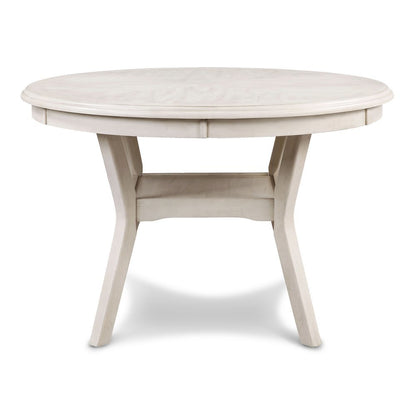 Beige Farmhouse 5 Piece Dining Table Set with Round Kitchen Table, Chairs for 4