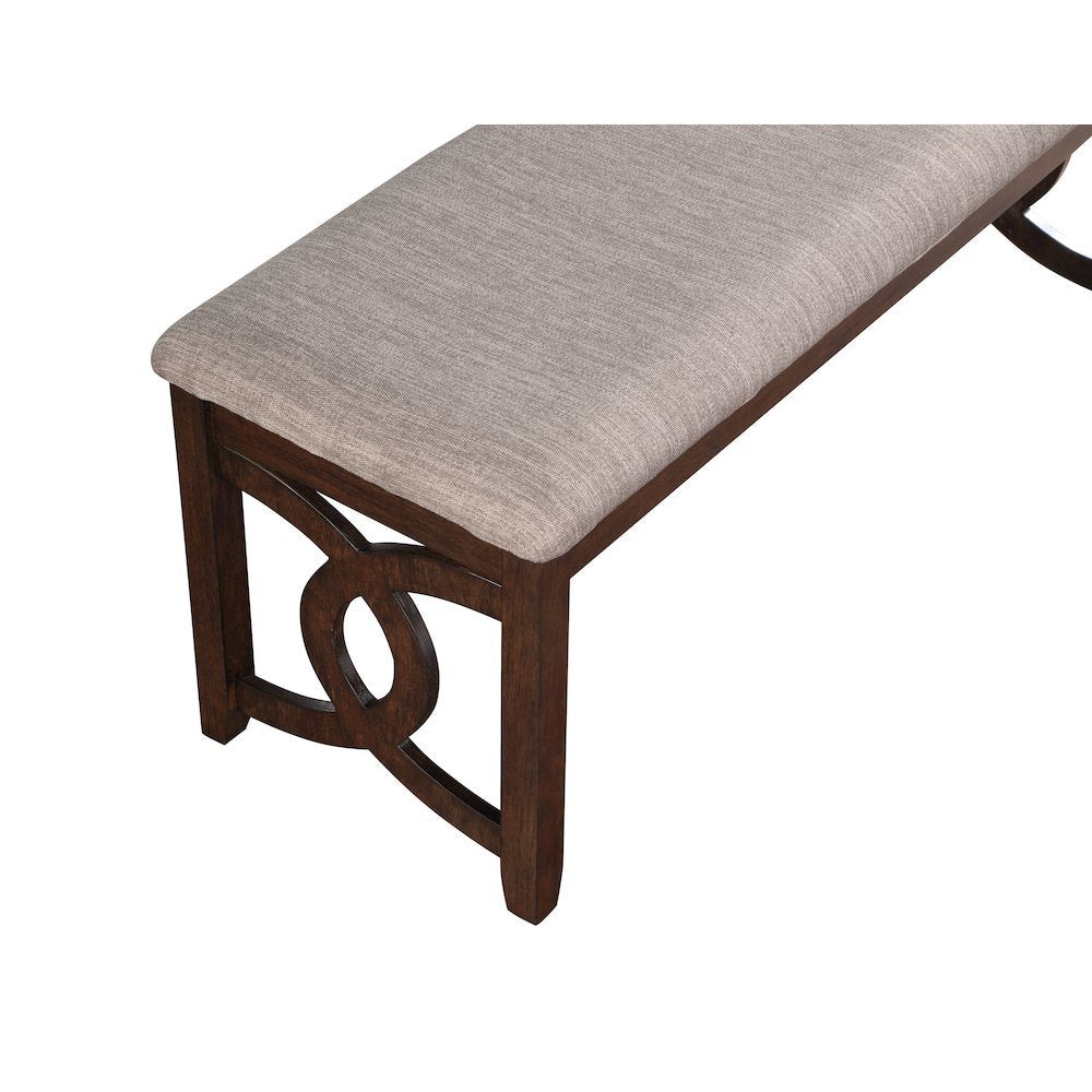 Brown Cherry Solid Wood 46 Inch Upholstered Bench For Dining Room