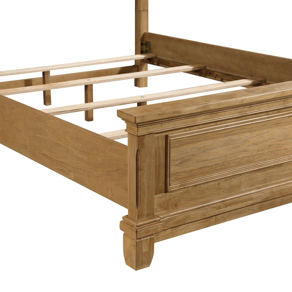 Honey Brown Farmhouse Queen Bed Frame, Rustic Wooden Bedframe with Headboard