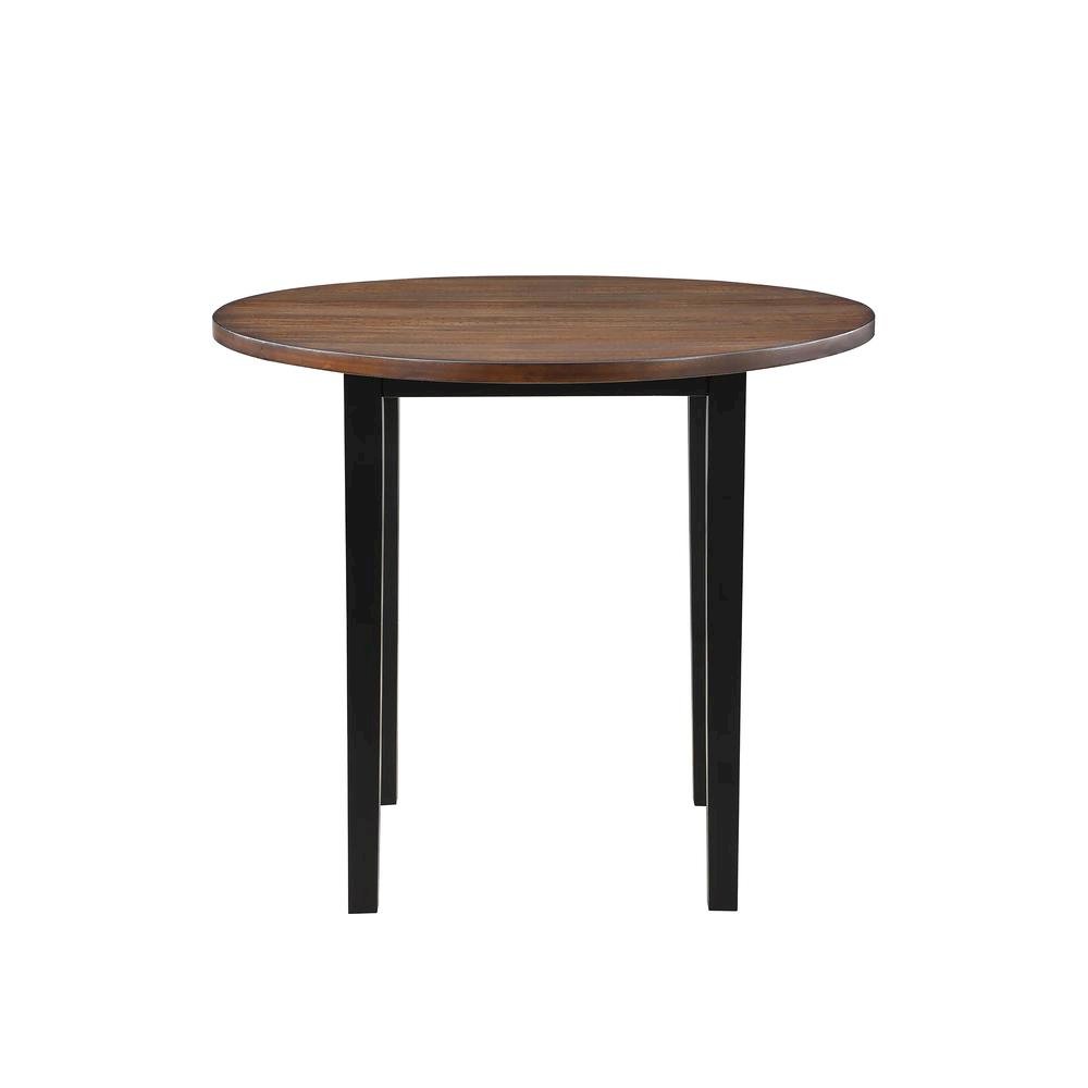Black Round Dining Table with 4 Chairs, Solid Wood Dinner Table Set