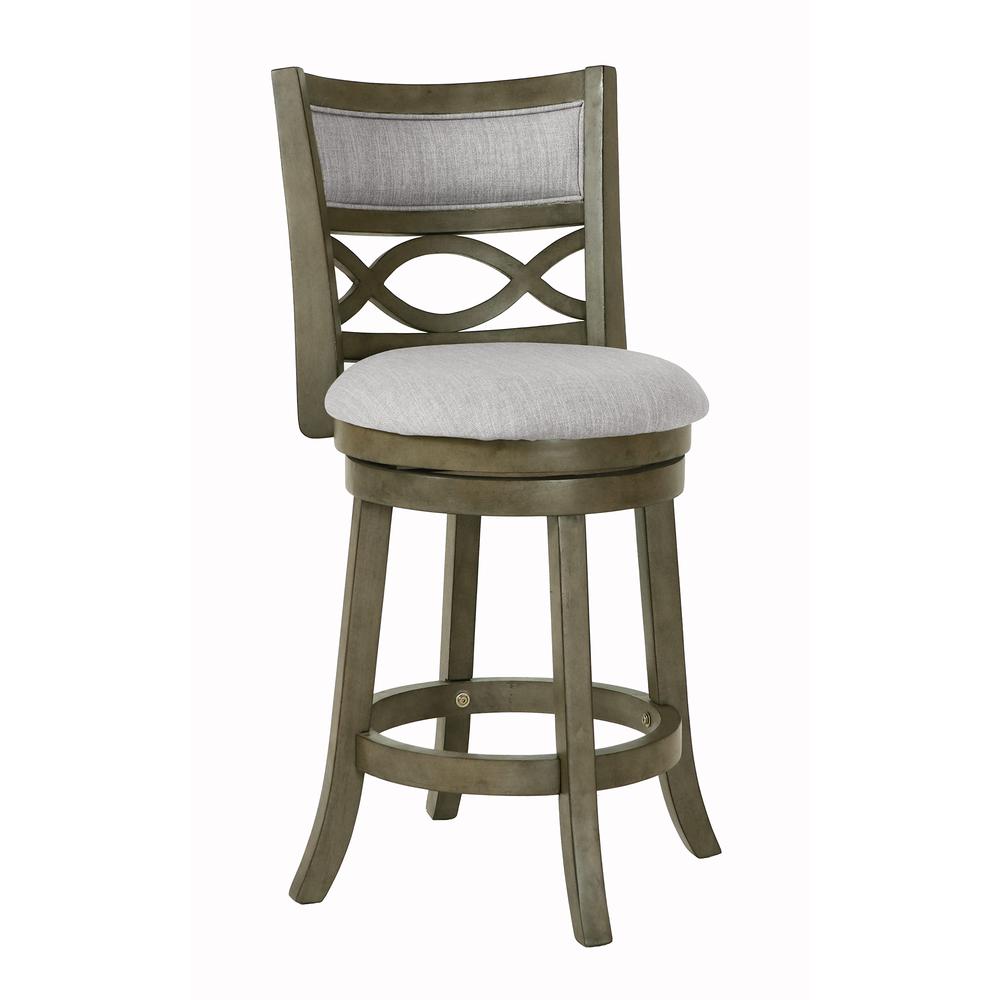 New Classic Manchester Gray Wood Swivel Counter Stool w/ Fabric Seat (Set of 2)