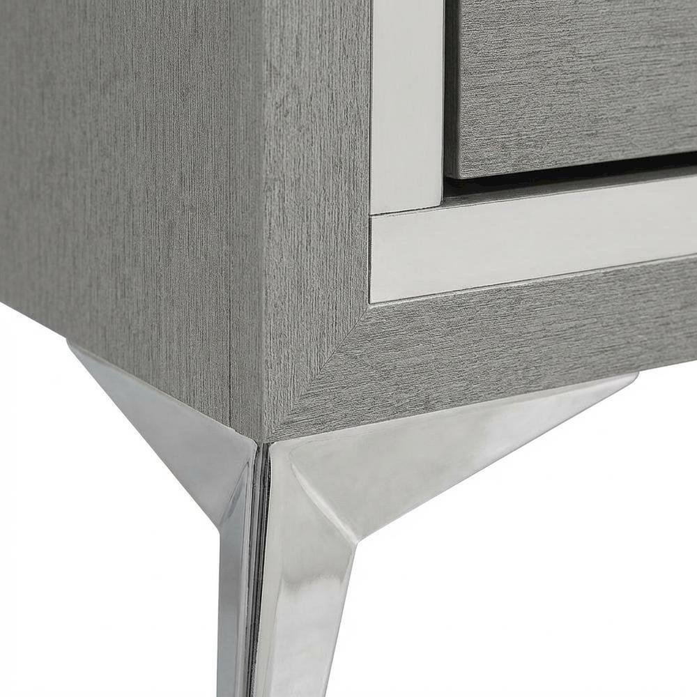 Gray Bedroom Nightstand with Full Extension Drawer Glides and Modern Design