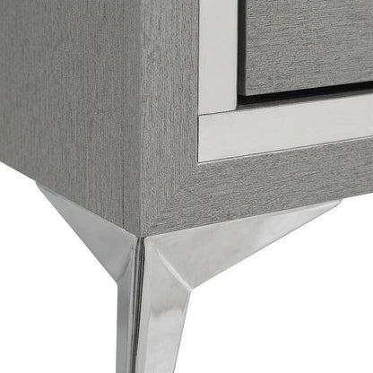 Gray Bedroom Nightstand with Full Extension Drawer Glides and Modern Design