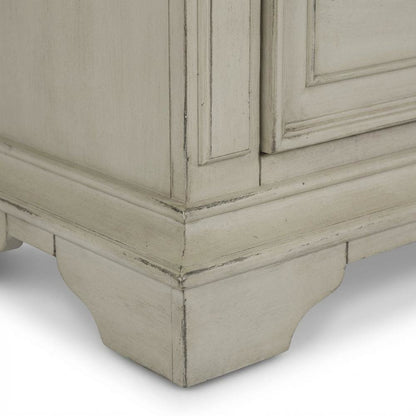 Antique White Nightstand with Solid Wood Frame for Bedroom Storage