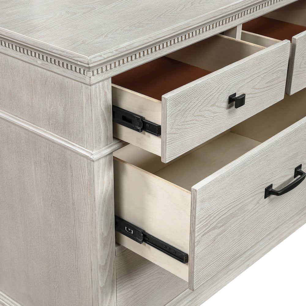 Silver Sands 5Pc Wood Cal King Bedroom Set w 2 Ns in Gray