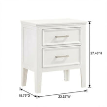 White Wood Nightstand with 2 Drawers, Modern Bedroom Storage