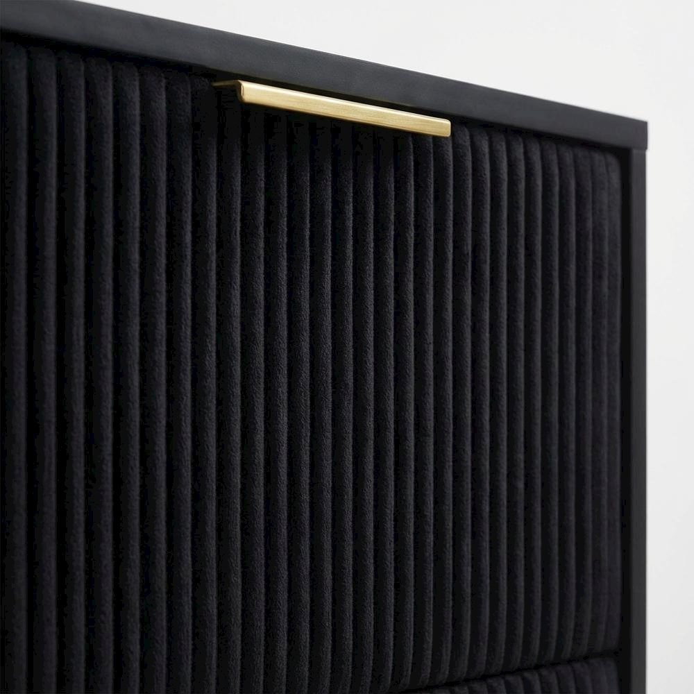 Black Bedroom Nightstand with Gold Legs and Storage Drawer