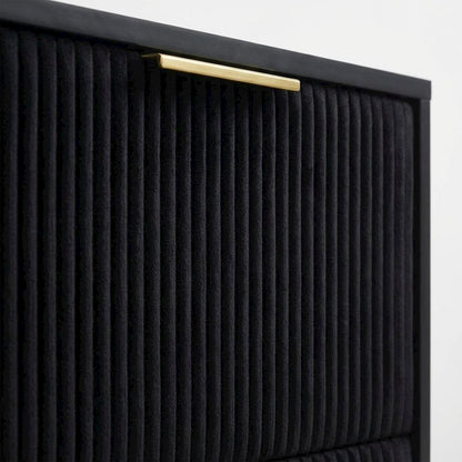 Black Bedroom Nightstand with Gold Legs and Storage Drawer