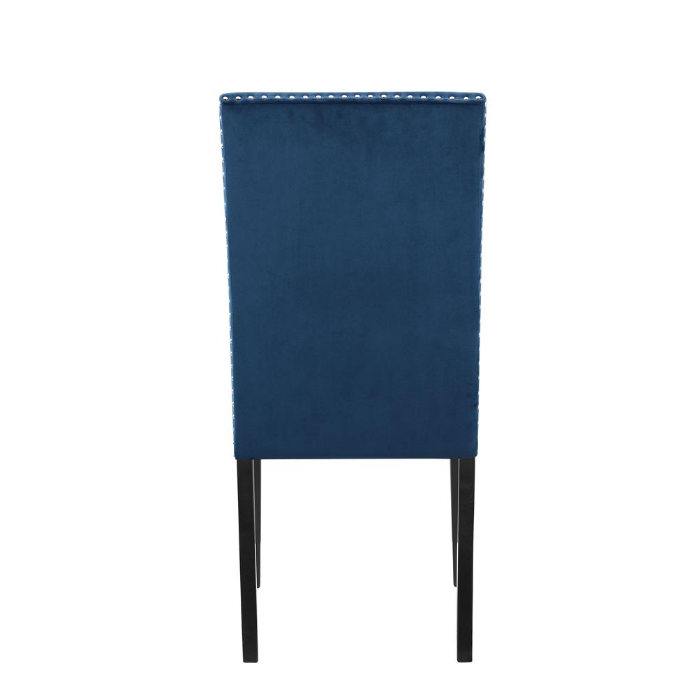 Furniture 37.75" Velvet & Wood Dining Chair in Blue (Set of 2)