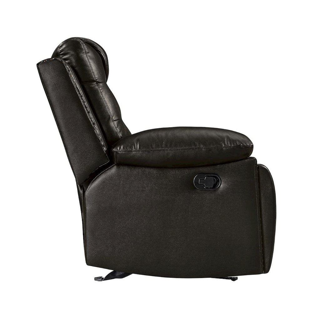 Brown Faux Leather Loveseat Recliner Sofa With Cup Holders And Manual Comfort