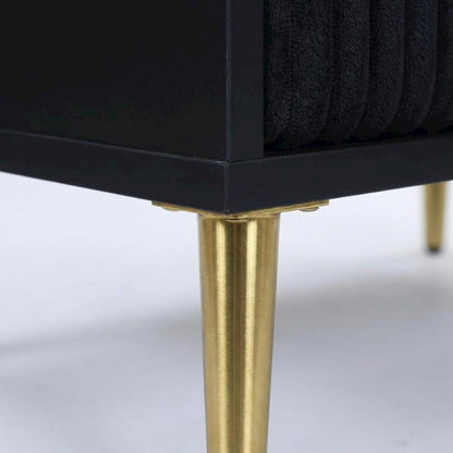 Black Bedroom Nightstand with Gold Legs and Storage Drawer