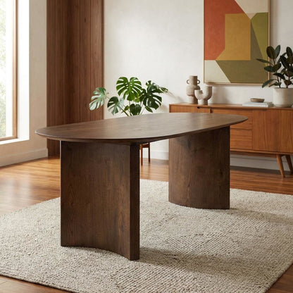 Solid Wood Oval Dining Table for 6 in Brown, Elegant Kitchen & Dining Room Table