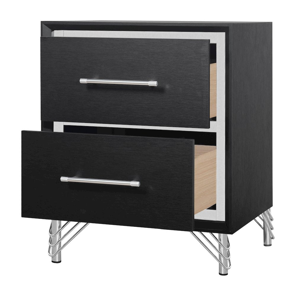 Ava 5-Pc Wood Queen Bedroom Set with Ns in Ebony Black