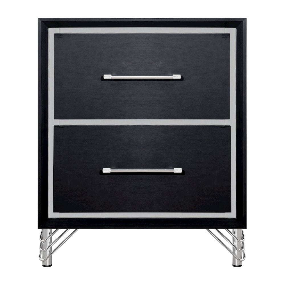 Ava 5-Pc Wood Queen Bedroom Set with Ns in Ebony Black