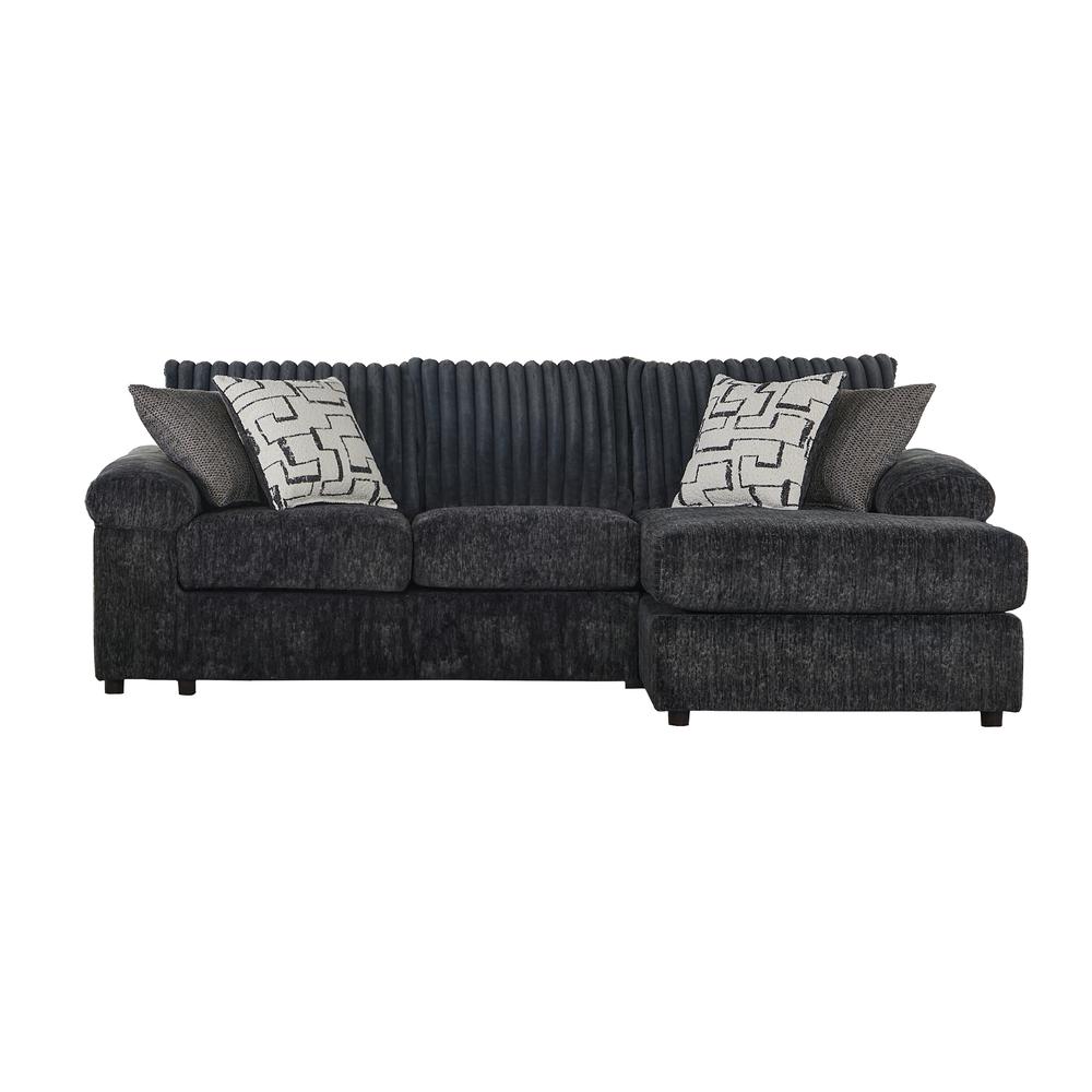 Remi 2-piece Gray Polyester Chaise Sectional Couch