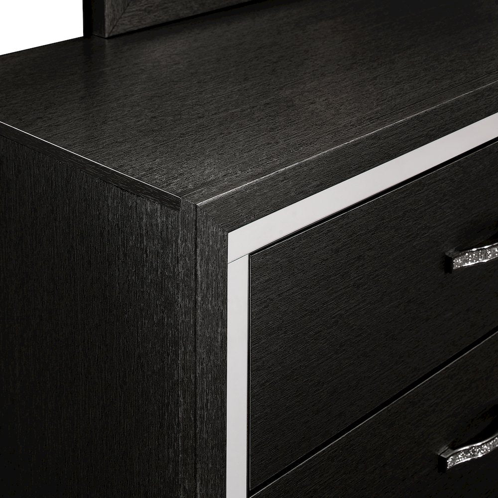 Huxley Wood 6-Drawer Dresser with Mirror, Black