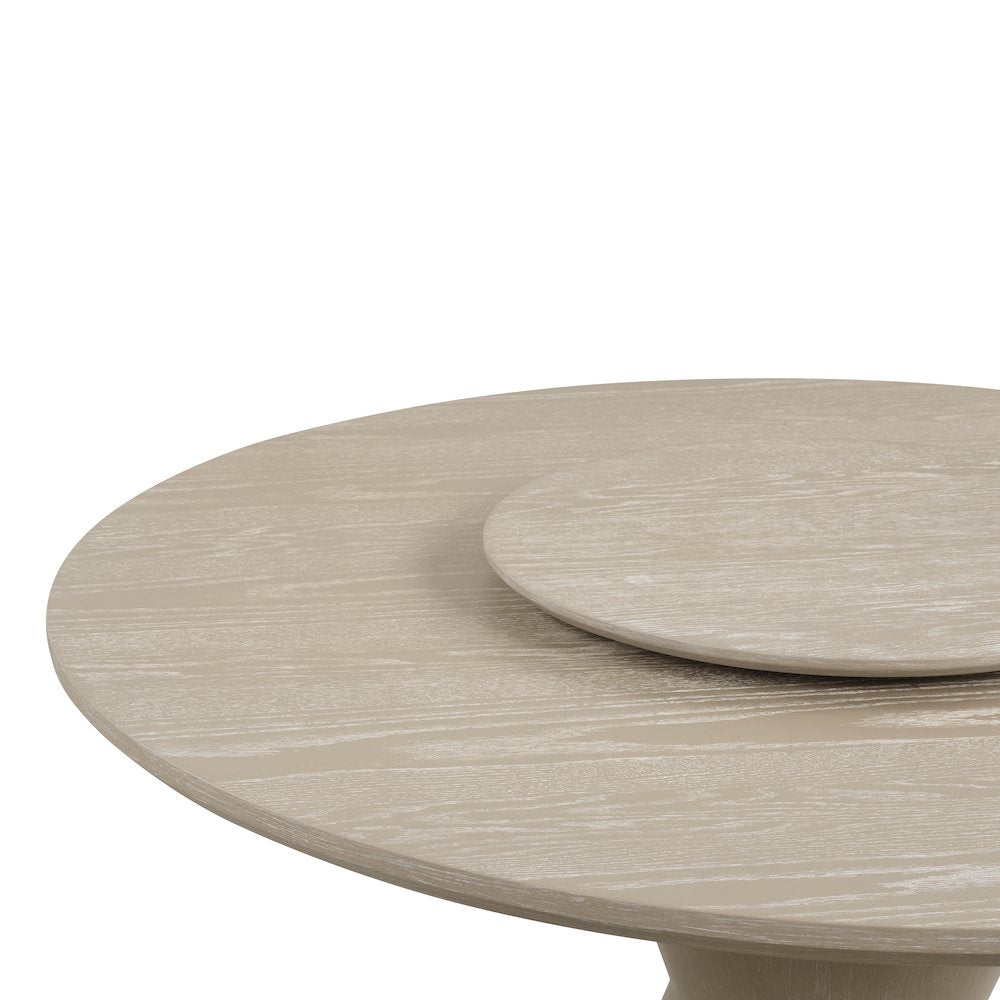 Gwendolyn 5-Pc Wood Round Dining Set w Arm Chairs in Taupe
