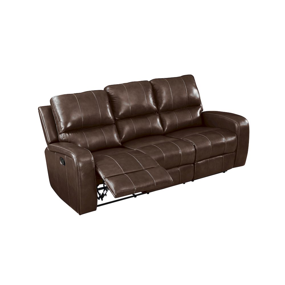 Linton 3-Piece Leather Manual Living Room Set, Brown