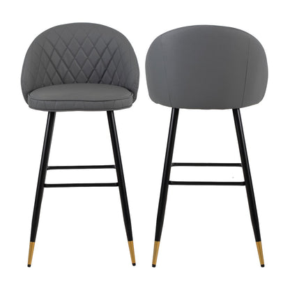 Oliver Vegan Leather Bar Chair in Gray (Set of 2)
