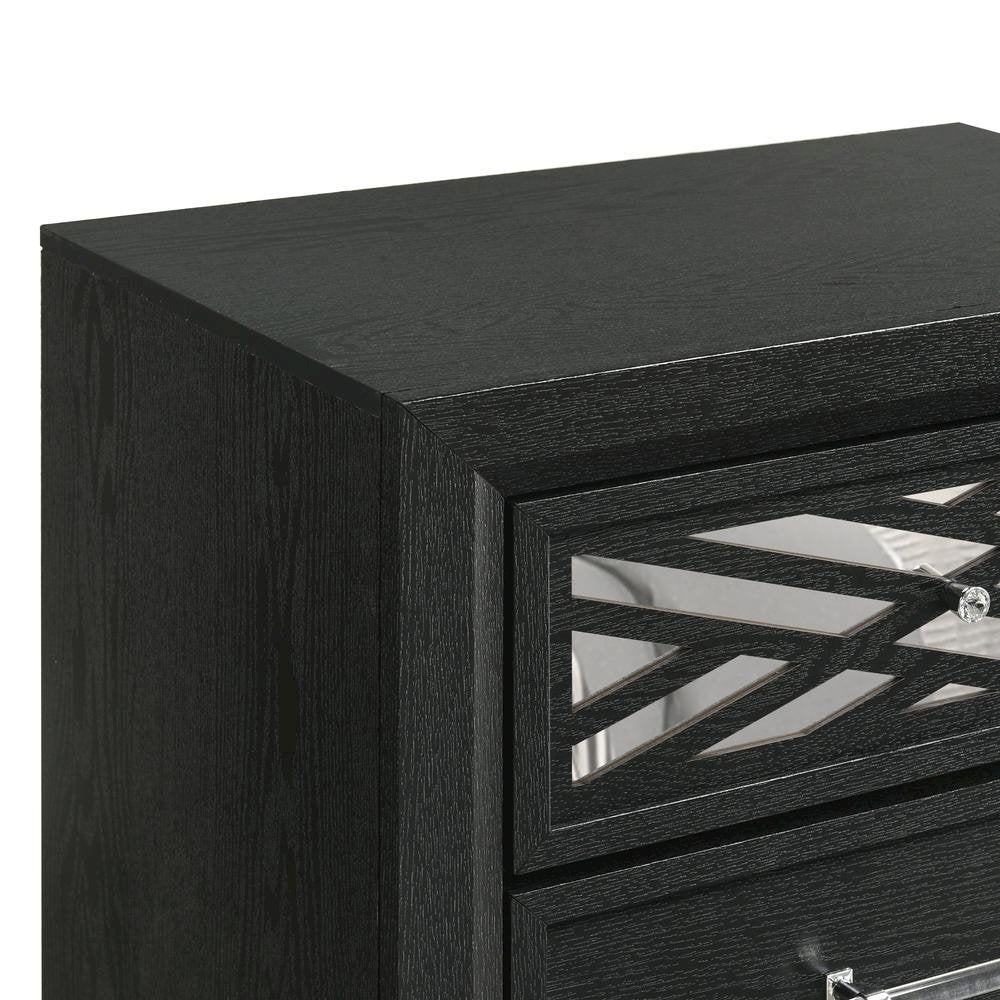 Black 2 Drawer Nightstand – Solid Night Stand Black Wood Bedroom Chest