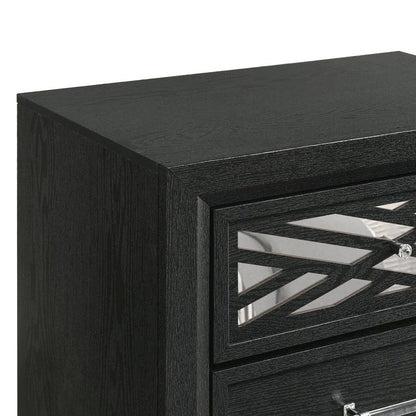 Black 2 Drawer Nightstand – Solid Night Stand Black Wood Bedroom Chest