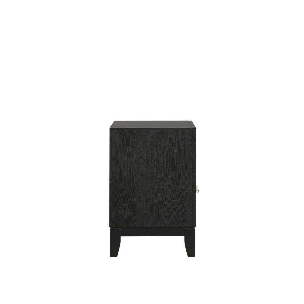 Black 2 Drawer Nightstand – Solid Night Stand Black Wood Bedroom Chest