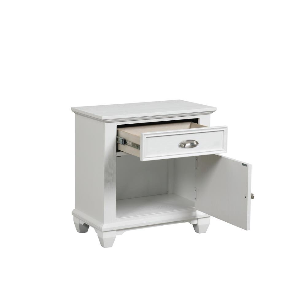 White Solid Wood Night Stand – Elegant End Table for Bedroom or Bedside Use