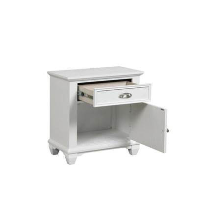 White Solid Wood Night Stand – Elegant End Table for Bedroom or Bedside Use