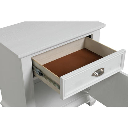 White Solid Wood Night Stand – Elegant End Table for Bedroom or Bedside Use