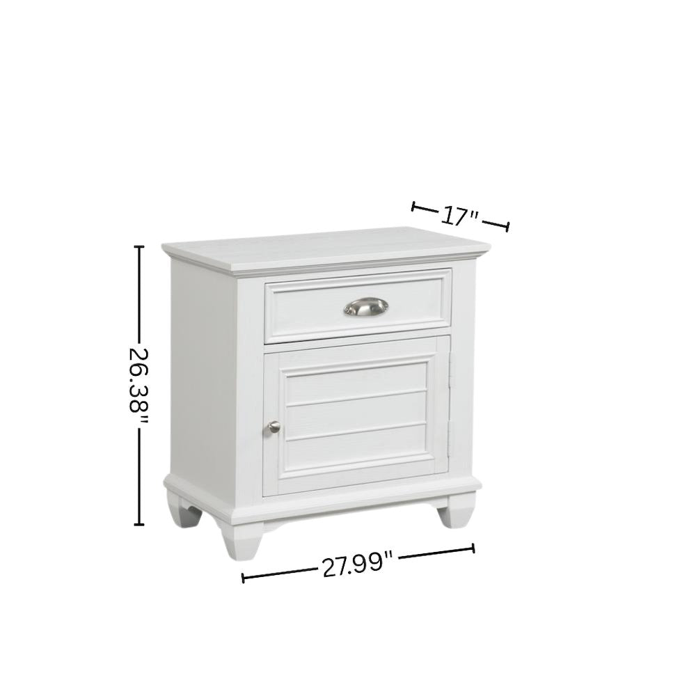 White Solid Wood Night Stand – Elegant End Table for Bedroom or Bedside Use