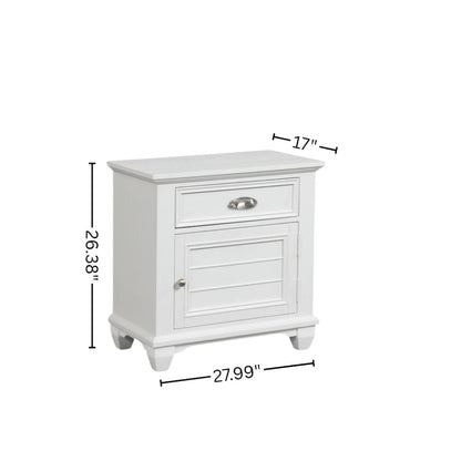 White Solid Wood Night Stand – Elegant End Table for Bedroom or Bedside Use