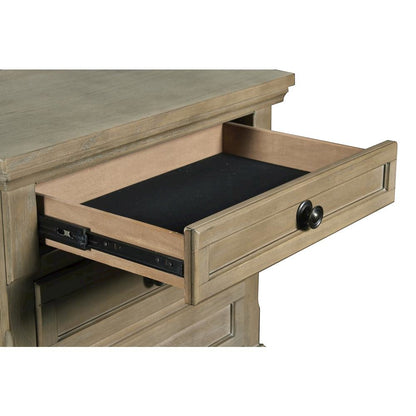Gray Wood Nightstand with Drawers – Classic 3 Drawer Bedroom Side Table