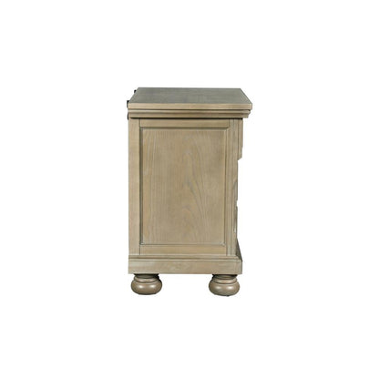 Gray Wood Nightstand with Drawers – Classic 3 Drawer Bedroom Side Table