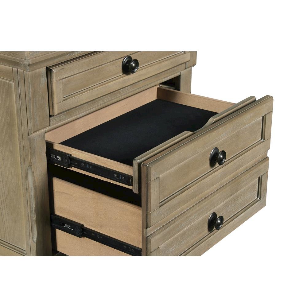 Gray Wood Nightstand with Drawers – Classic 3 Drawer Bedroom Side Table