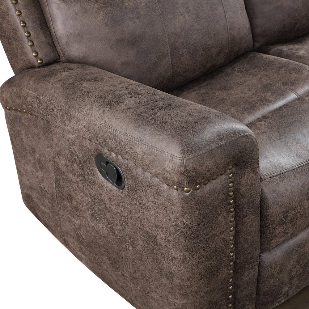 Quade 2-Piece Fabric Upholstered Manual Sofa And Loveseat Set, Mocha Brown