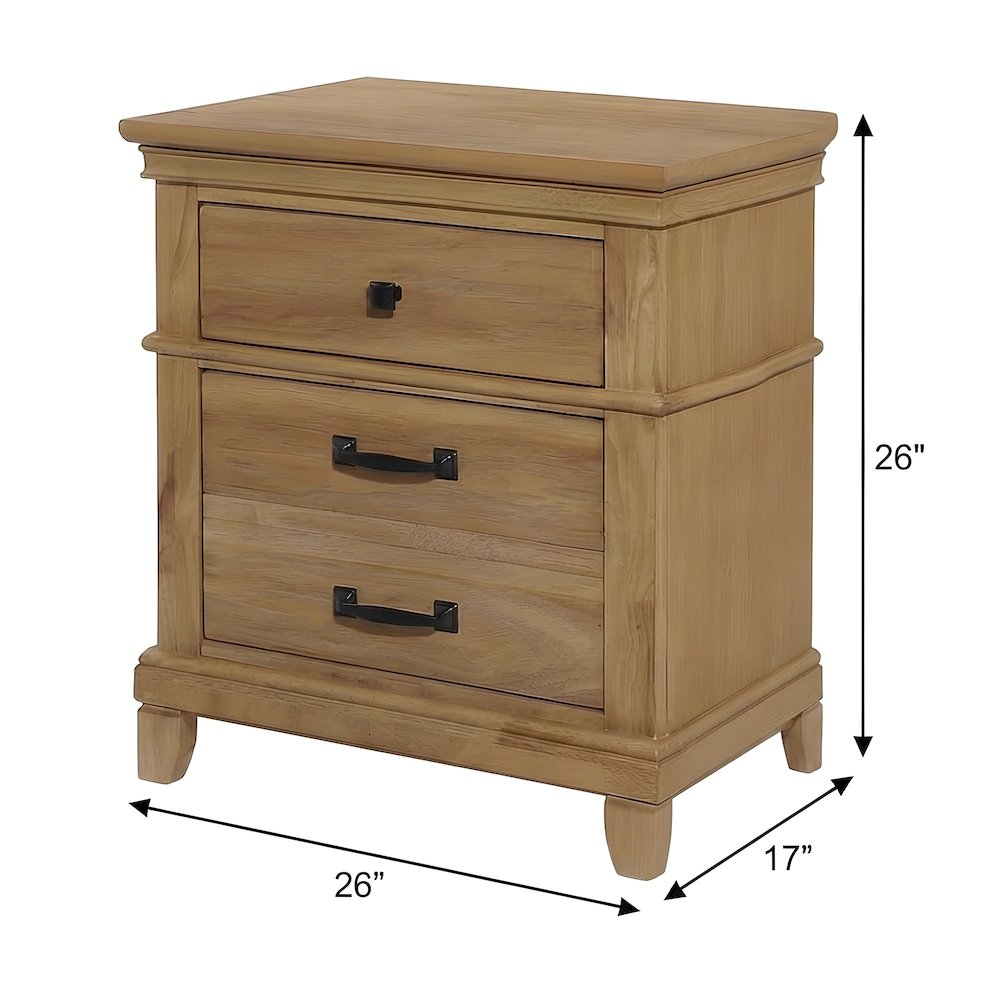 Solid Wood Nightstand with 3-Drawer Storage, Bedside Table for Bedroom, Honey