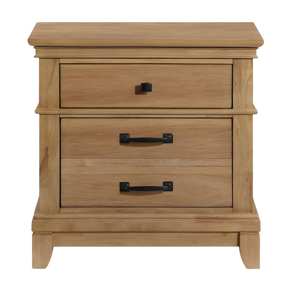 Solid Wood Nightstand with 3-Drawer Storage, Bedside Table for Bedroom, Honey