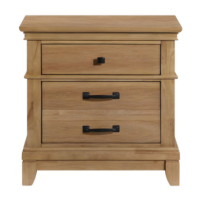 Solid Wood Nightstand with 3-Drawer Storage, Bedside Table for Bedroom, Honey
