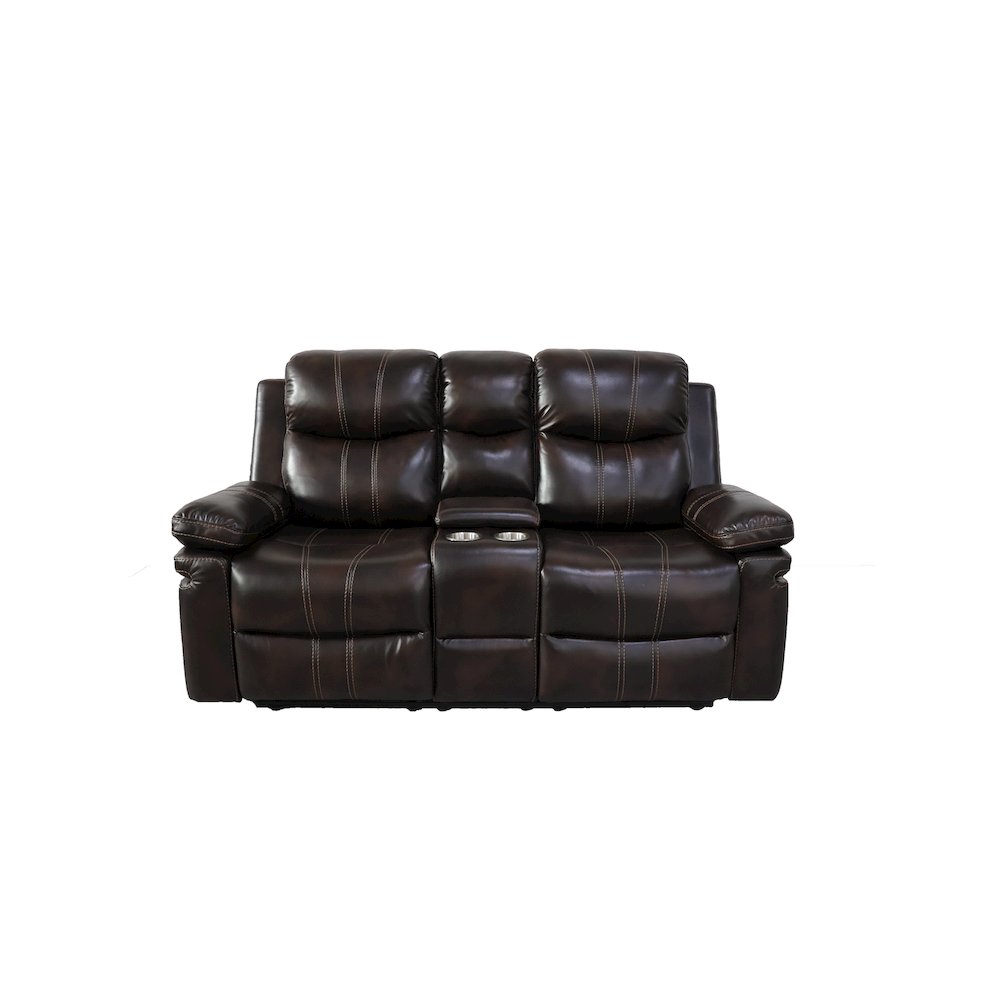 Kellen 2-Piece Faux Leather Manual Living Room Set, Brown