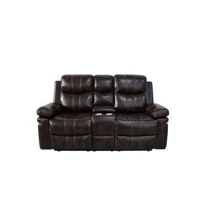 Kellen 2-Piece Faux Leather Manual Living Room Set, Brown